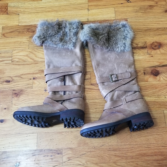 Fabianelli Tall Brown Leather Boots With Rarrit Fur Size 36 - Picture 6 of 11